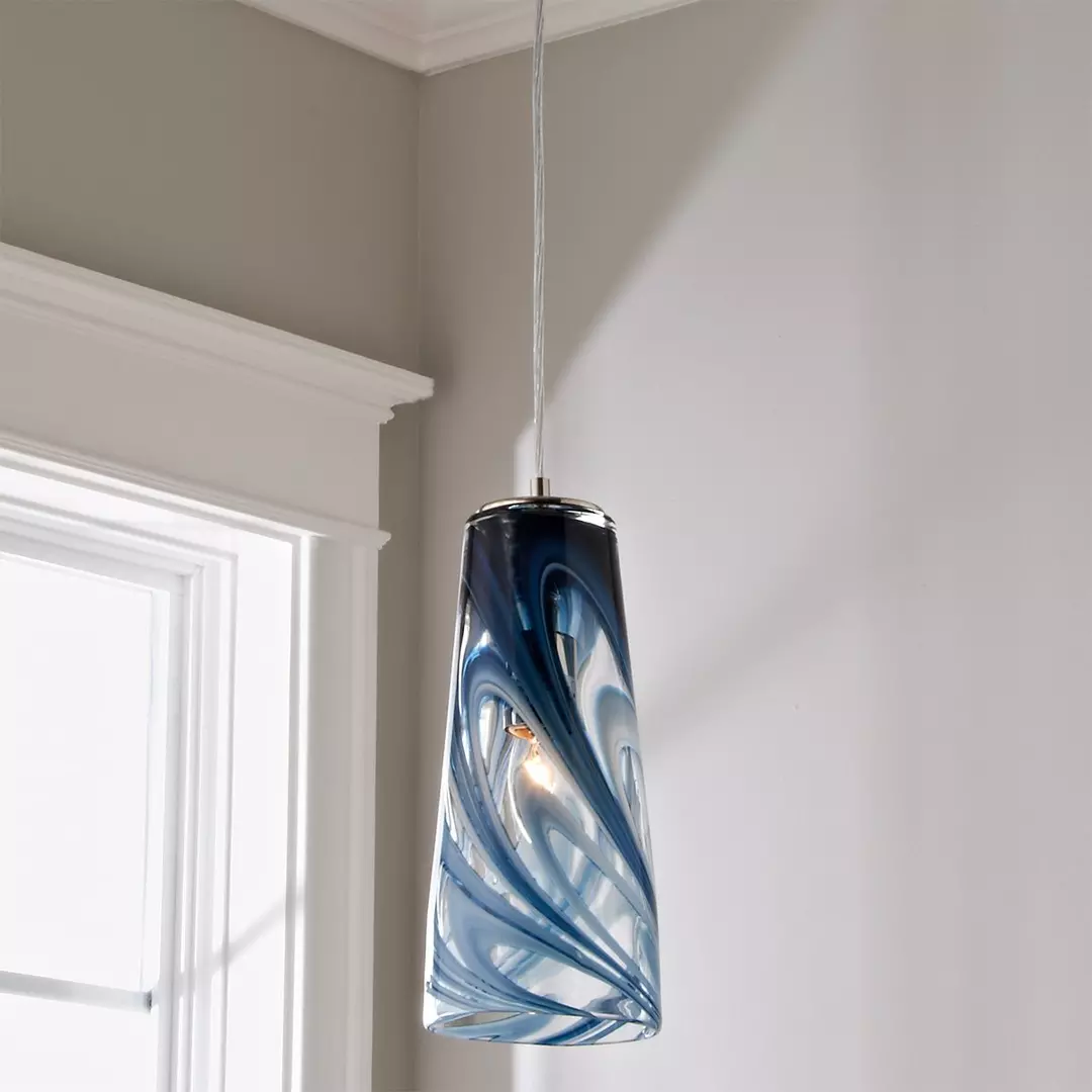 $245 Stormy skies Tapered Art Glass Pendant